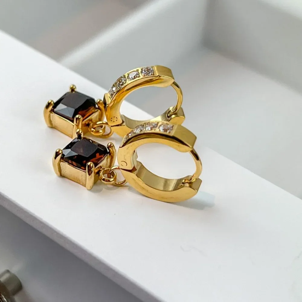 Gold Plated Small Huggie Hoop With Charm Earrings - Picture 4 of 7